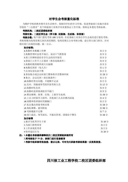 对学生会考核量化标准1