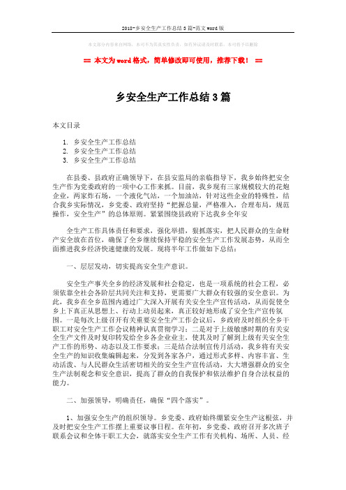 2018-乡安全生产工作总结3篇-范文word版 (9页)
