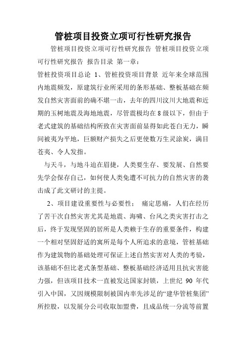 管桩项目投资立项可行性研究报告
