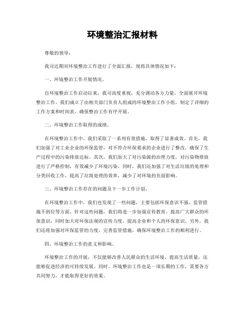 环境整治汇报材料