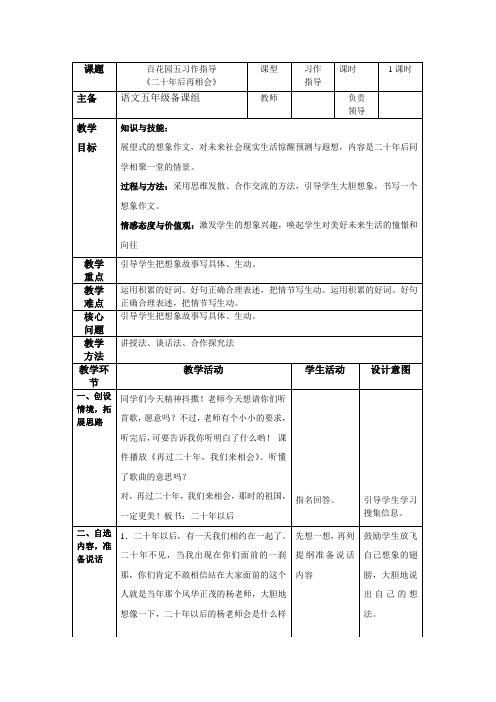 五年级上册百花园五习作《二十年后再相会》