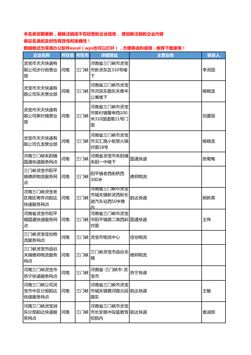 2020新版河南省三门峡物流公司-快递网点工商企业公司名录名单黄页联系方式大全169家