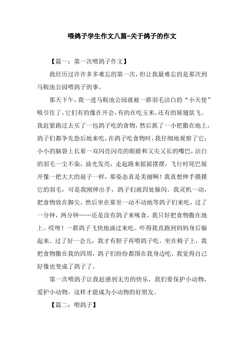 喂鸽子学生作文八篇-关于鸽子的作文