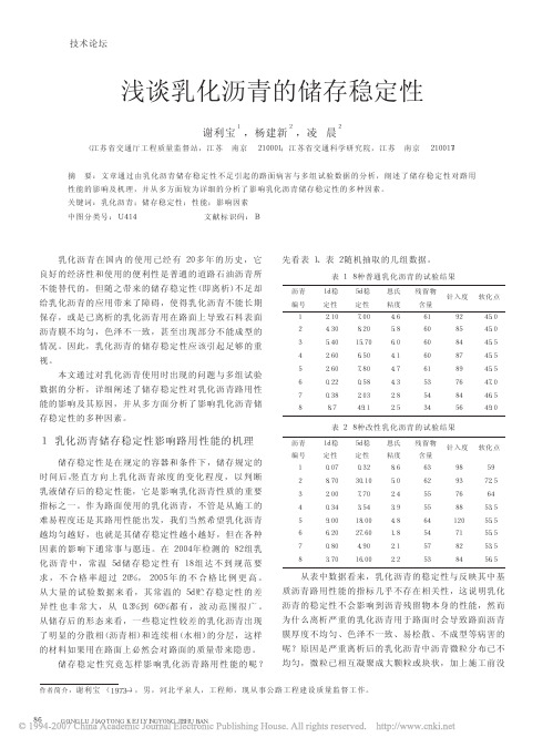 浅谈乳化沥青的储存稳定性