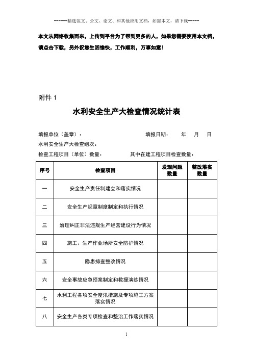 水利水电工程安全检查表格