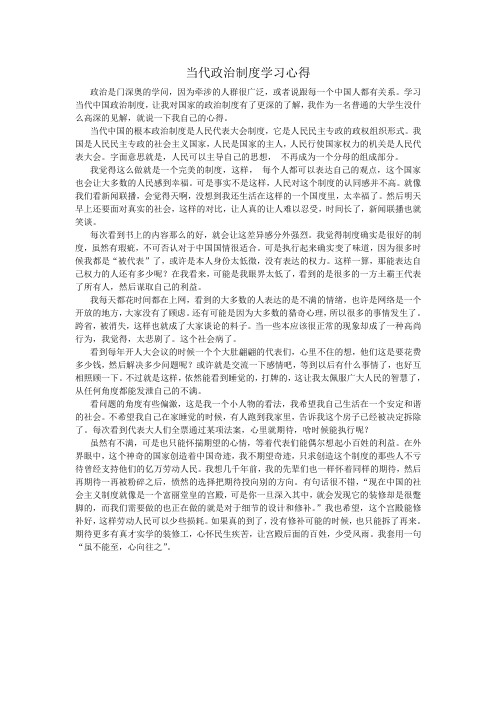 当代政治制度感想