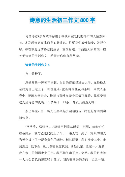 诗意的生活初三作文800字