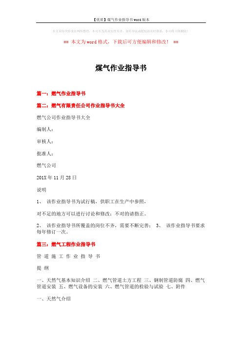 【优质】煤气作业指导书word版本 (8页)
