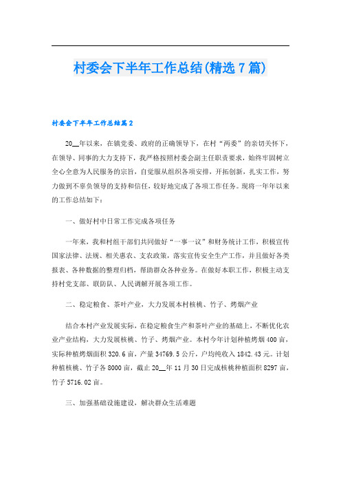 村委会下半年工作总结(精选7篇)