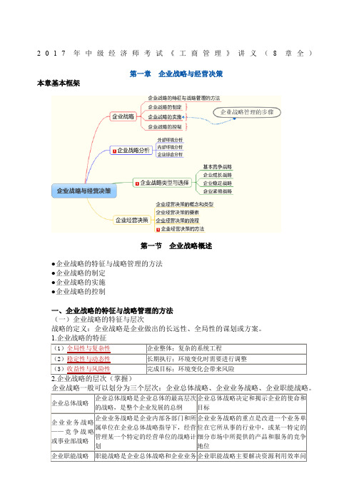 中级经济师考试《工商管理》讲义章全