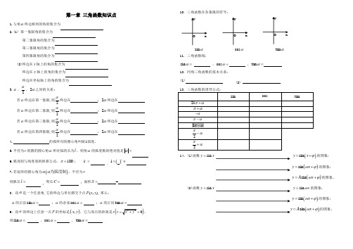 高一数学必修4第一章三角函数知识点