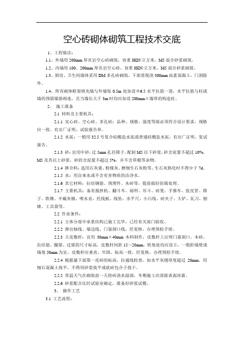 2.15.9  空心砖砌体砌筑工程技术交底
