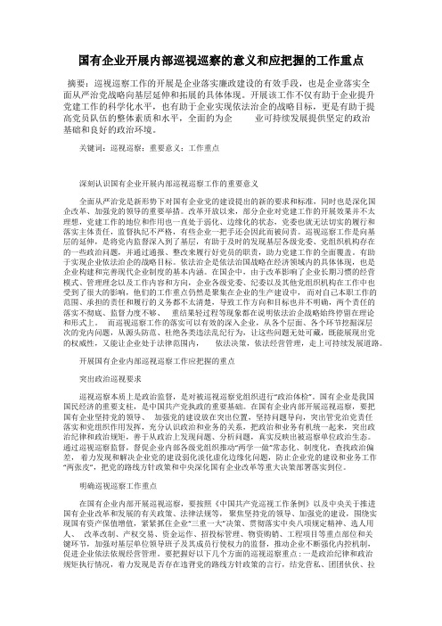 国有企业开展内部巡视巡察的意义和应把握的工作重点