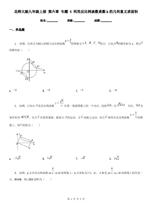 北师大版九年级数学上册 第六章 专题 4 利用反比例函数系数k的几何意义求面积
