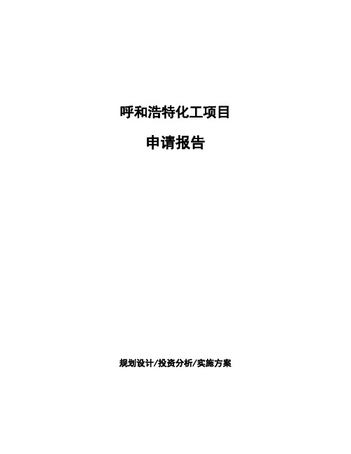 呼和浩特化工项目申请报告