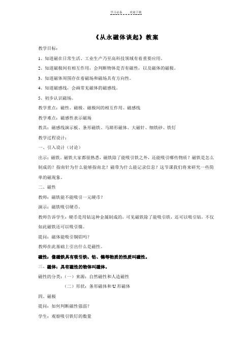 “从永磁体谈起”教案