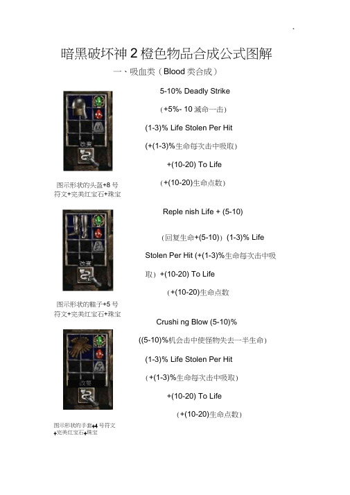 暗黑破坏神2橙色物品合成公式定理图案详解