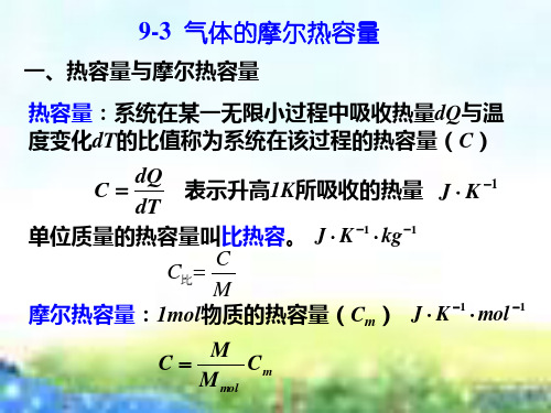 9.3 气体的摩尔热容量  绝热过程