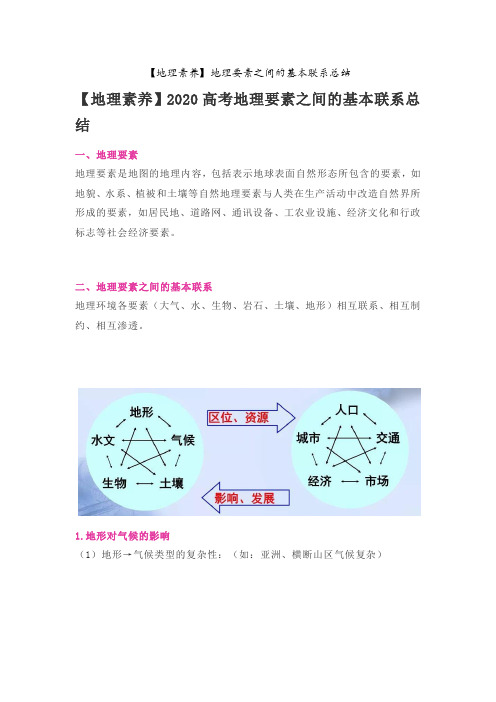 【地理素养】地理要素之间的基本联系总结