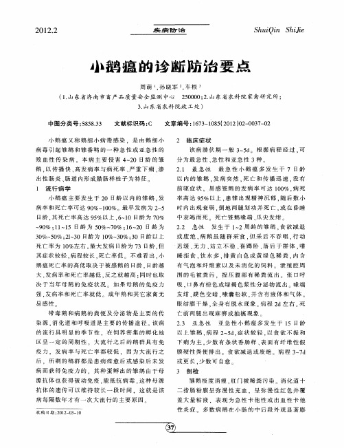小鹅瘟的诊断防治要点