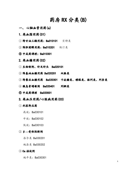 药房RX分类(B)