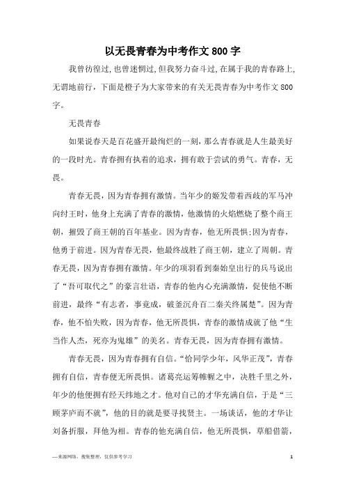 以无畏青春为中考作文800字