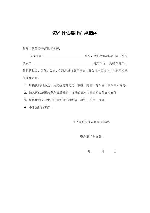 资产占有方承诺函
