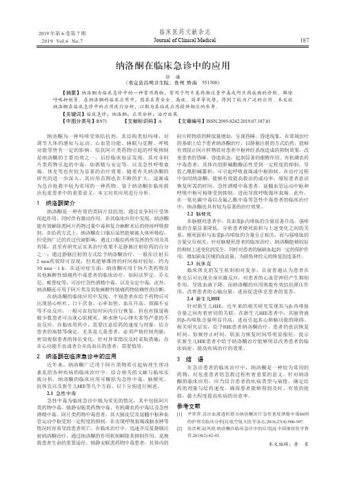 纳洛酮在临床急诊中的应用