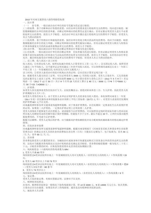 2015河南交通事故赔六级伤残偿标准