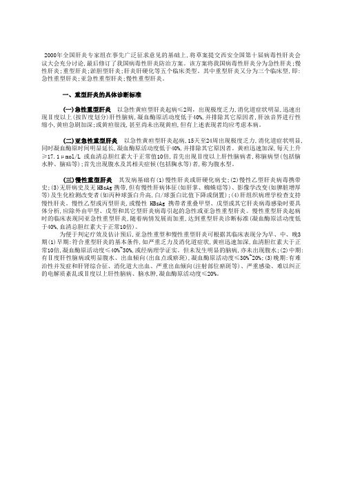 重型肝炎的具体诊断标准