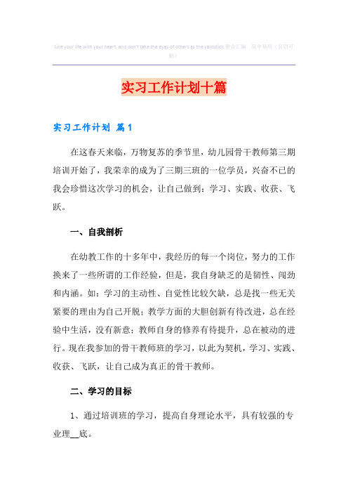 实习工作计划十篇