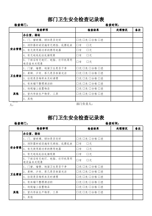 办公室卫生安全检查记录表