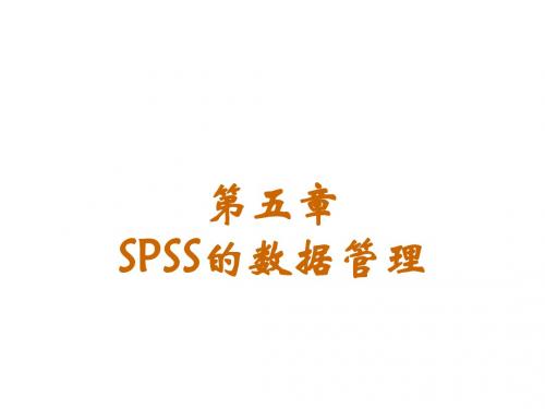 SPSS统计及分析讲稿第五章SPSS的数据管理