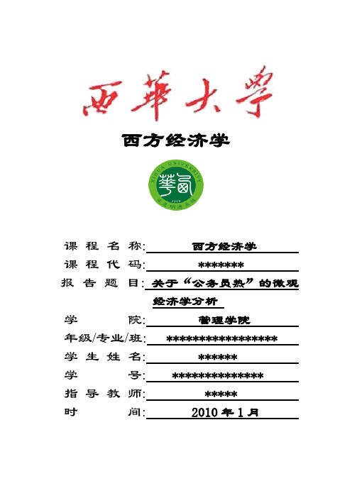 关于“公务员热”的微观经济学分析