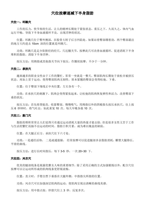 穴位按摩速减下半身脂肪