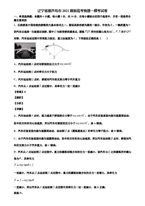 辽宁省葫芦岛市2021届新高考物理一模考试卷含解析