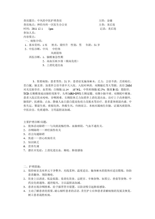 中风中医护理查房