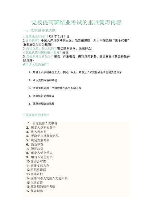 党校提高班结业考试的重点复习内容
