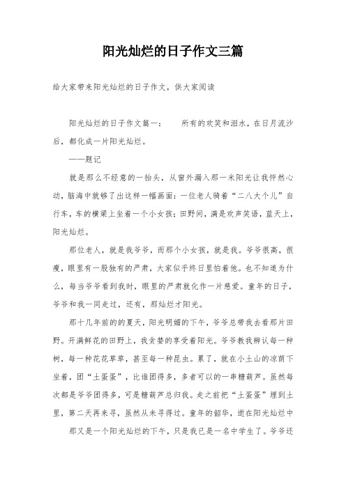 阳光灿烂的日子作文三篇