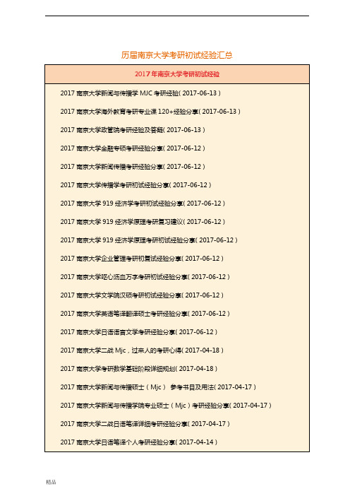 南京大学历年考研初试经验汇总7.0汇总-精选