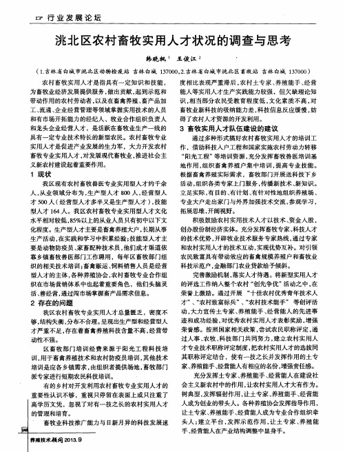 洮北区农村畜牧实用人才状况的调查与思考