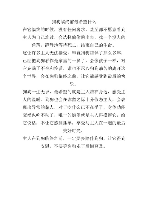 狗狗临终前最希望什么