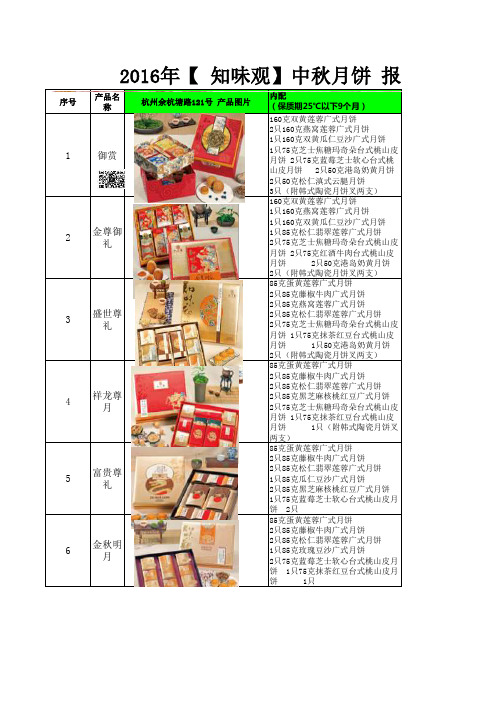 2016年杭州知味观月饼中秋节价格表团购折扣更优惠