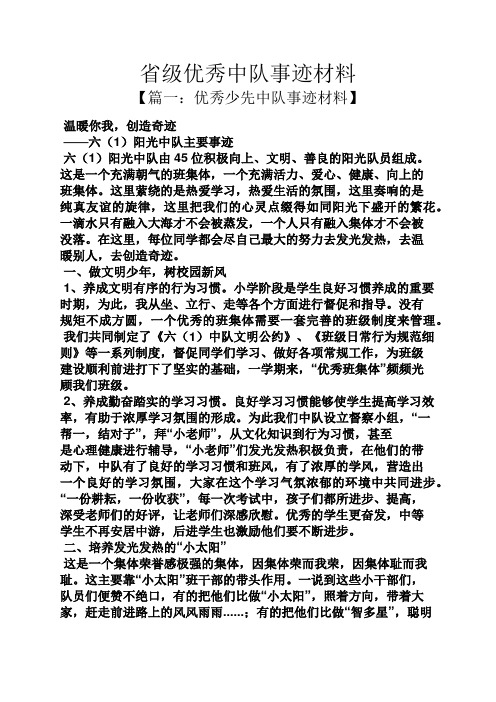 省级优秀中队事迹材料