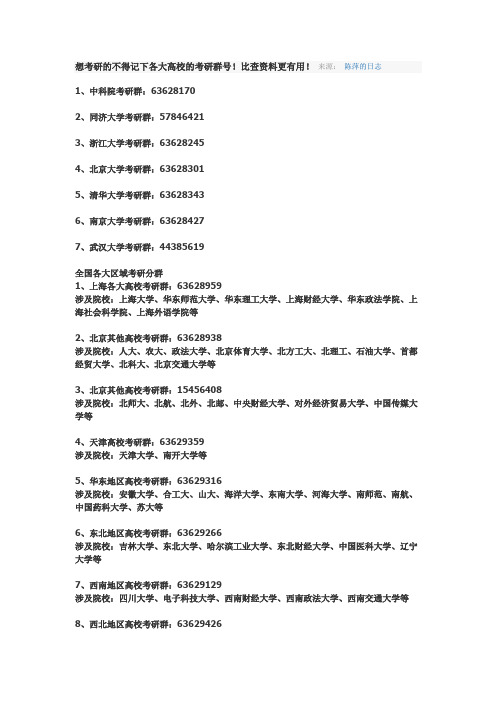各大高校的考研群号