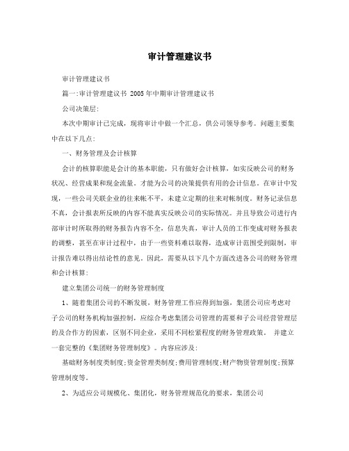 审计管理建议书
