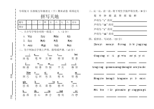 专项复习 长春版五年级语文