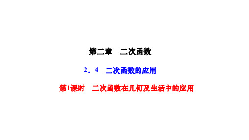 北师版九年级数学下册课件 第二章 二次函数 二次函数的应用 第1课时 二次函数在几何及生活中的应用