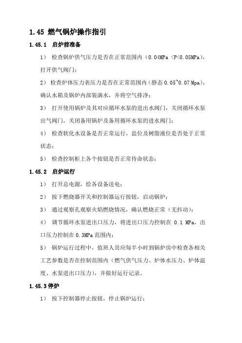 燃气锅炉操作规程指引