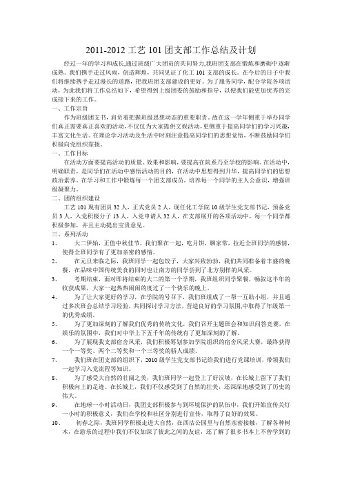 2010-2011团支部工作总结及计划